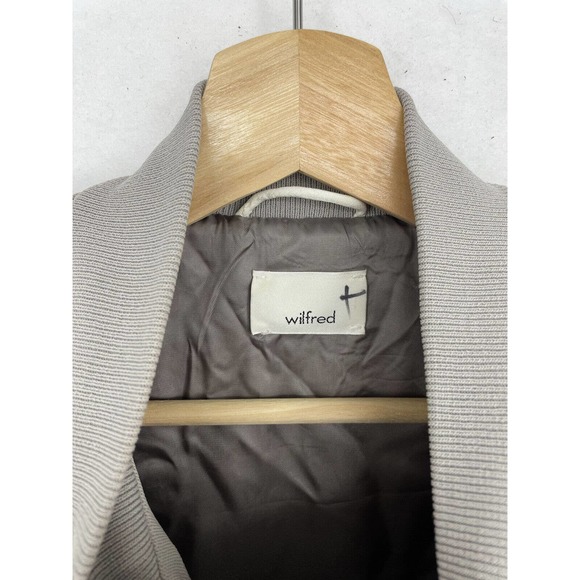 Aritzia Wilfred Womens POUSSIN BOMBER Jacket Concrete Beige Casual Lightweight - Picture 5 of 12